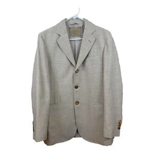 LUCIANO BARBERA Men cotton/wool Sport Coat Jacket Blazer Tan 40R Made In ITALY